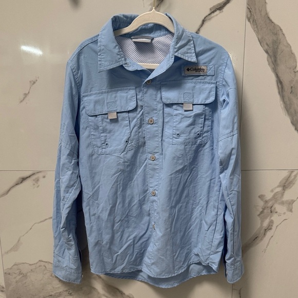 Columbia Kid's Sky Blue Long Sleeve Shirt - Picture 1 of 6